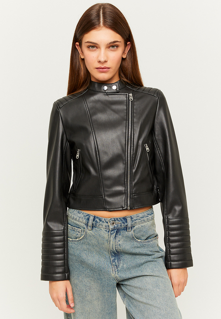 TALLY WEiJL, Black Faux Leather Biker Jacket for Women