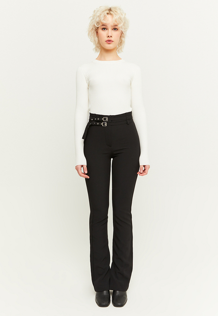 TALLY WEiJL, Black Flare Trousers with Belt for Women