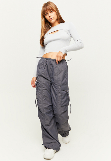 TALLY WEiJL, Grey Cargo Parachute Trousers for Women