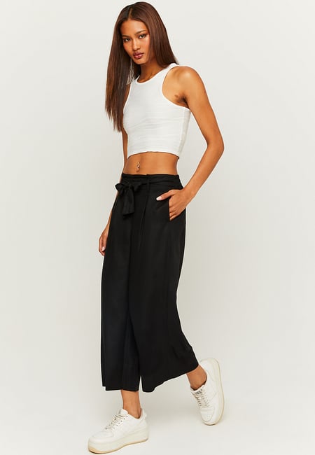 TALLY WEiJL, Black Culotte Trousers With Knot for Women