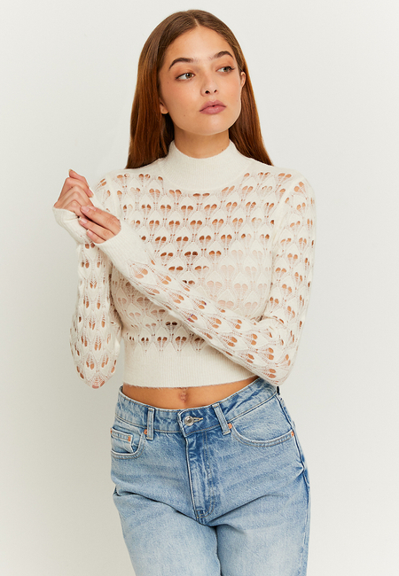 TALLY WEiJL, Weißer Cropped Fit Pullover for Women