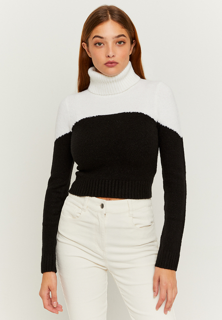 TALLY WEiJL, Colorblock Cropped Turtle Neck Jumper for Women