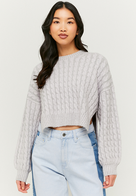 TALLY WEiJL, Grey Jumper with Lilac Cables for Women