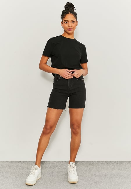 TALLY WEiJL, Black Stretch Bermuda Shorts for Women