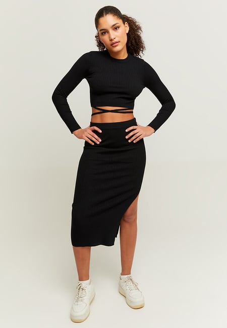TALLY WEiJL, Schwarzer Cropped Skirt mit Fancy Details for Women