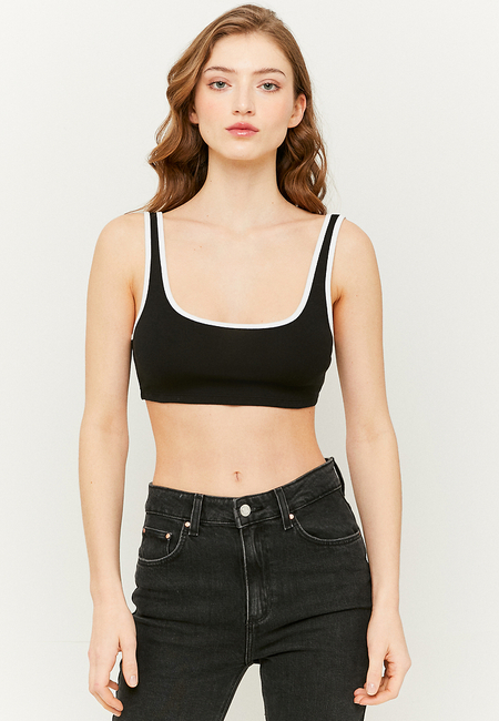 TALLY WEiJL, Black Round Neck Cropped Top for Women