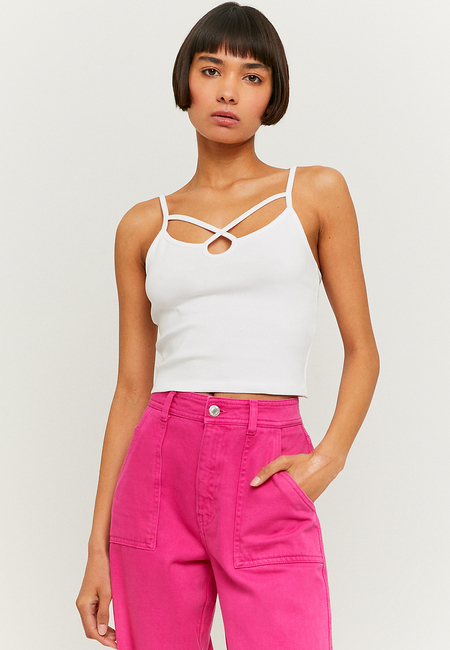 TALLY WEiJL, White Cropped Cut Out Top for Women