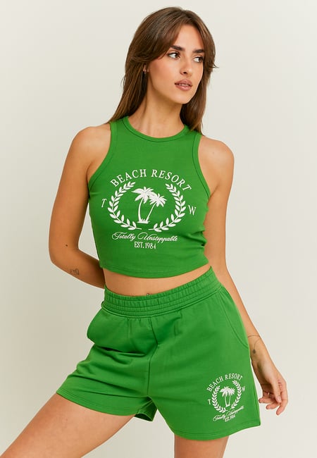 TALLY WEiJL, Green Printed Tank Top for Women