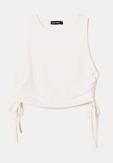 TALLY WEiJL, White Crop top with Knots for Women
