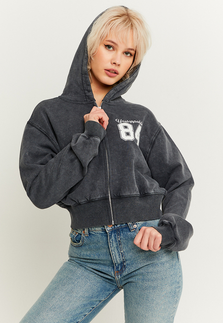 TALLY WEiJL, Acid Wash Printed Cropped Hoodie for Women