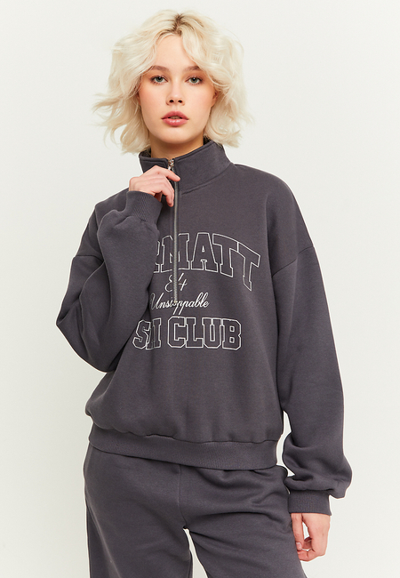 TALLY WEiJL, Grau bedrucktes Sweatshirt mit ReiÃŸverschluss for Women