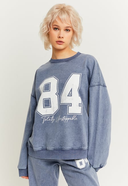 TALLY WEiJL, Denim Wash Printed Oversize Sweatshirt for Women
