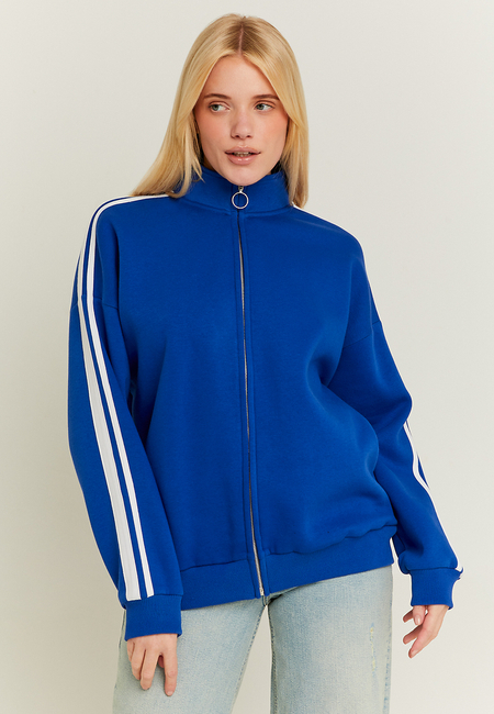 TALLY WEiJL, Blue Oversize Sweatshirt with Lateral White Bands for Women