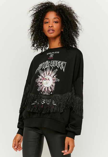 TALLY WEiJL, Schwarzes bedrucktes Sweatshirt aus Kunstfell for Women