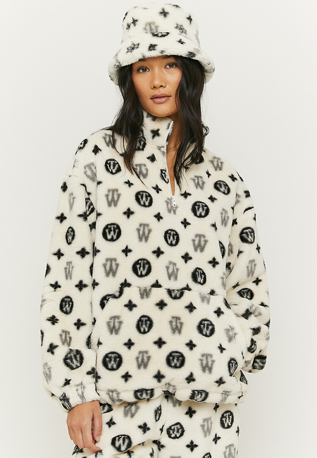 TALLY WEiJL, Weißes bedrucktes Sweatshirt aus Kunstfell for Women