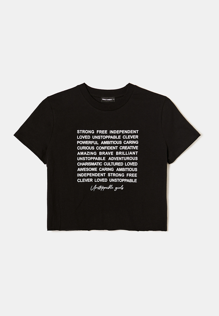 TALLY WEiJL, Black Printed Cropped T-shirt for Women