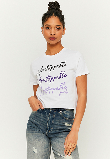 TALLY WEiJL, Λευκό Printed Cropped T-shirt for Women
