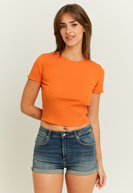 TALLY WEiJL, Oranges Basic Crop T-Shirt for Women