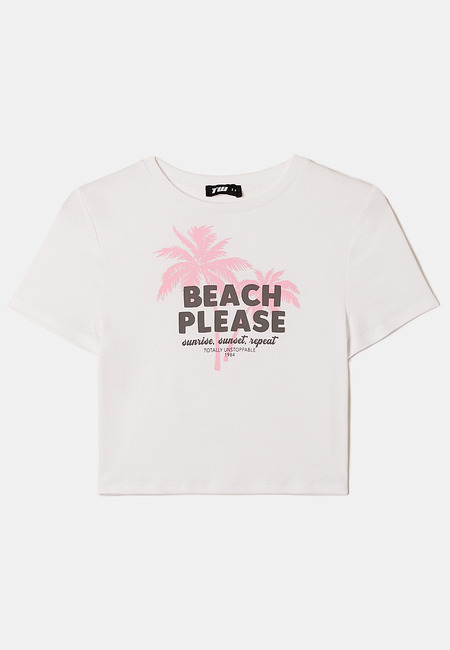 TALLY WEiJL, Weisses Crop T-Shirt mit Print for Women