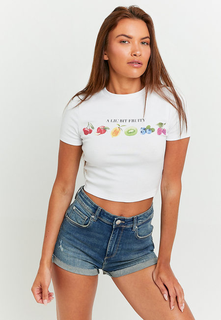 TALLY WEiJL, White Printed T-shirt  - Online Exclusive for Women