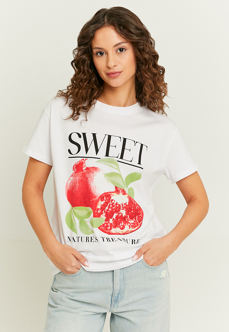 TALLY WEiJL, Weisses Oversized Print T-Shirt for Women