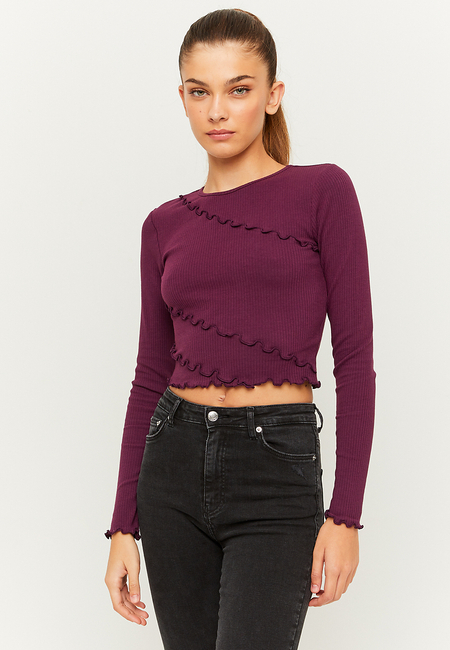 TALLY WEiJL, Purple Cropped Basic T-Shirt for Women