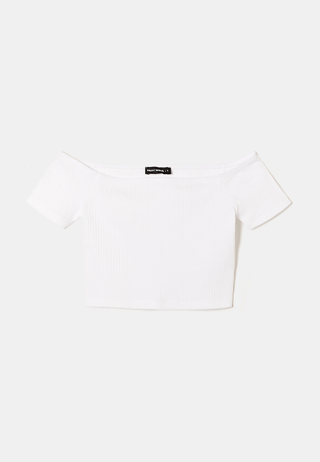 TALLY WEiJL, Λευκό Basic Cropped Top for Women