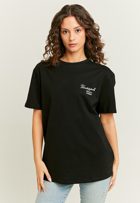 TALLY WEiJL, T-Shirt Noir Imprimé Coupe Décontractée for Women