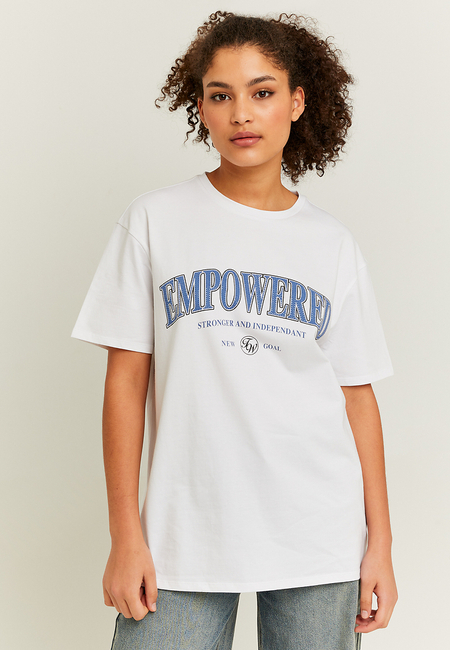 TALLY WEiJL, Weißes lockeres bedrucktes T-Shirt mit Strass for Women