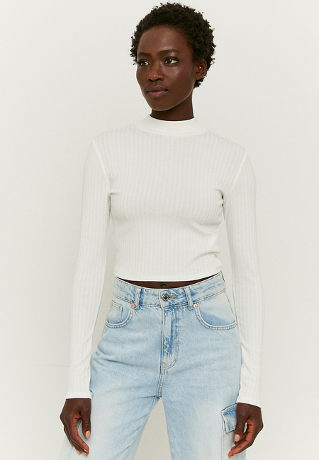 TALLY WEiJL, White Cropped Basic T-Shirt for Women
