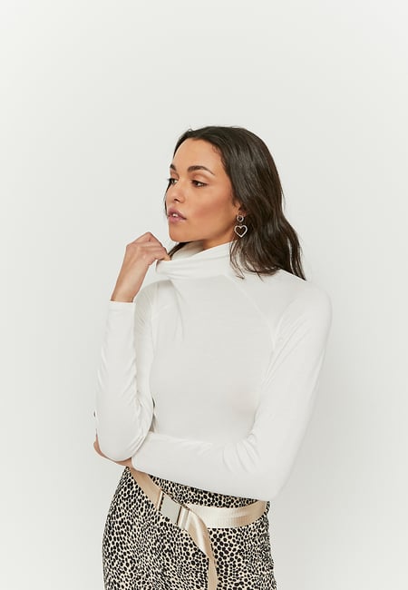 TALLY WEiJL, White Basic Long Sleeves Top for Women