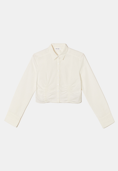 TALLY WEiJL, Λευκό Ruched μακρυμάνικο πουκάμισο for Women