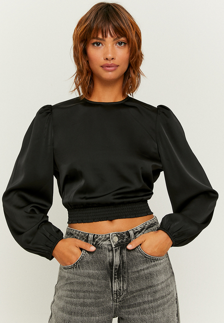 TALLY WEiJL, Black Cut Out Puffed Sleeves Blouse  for Women