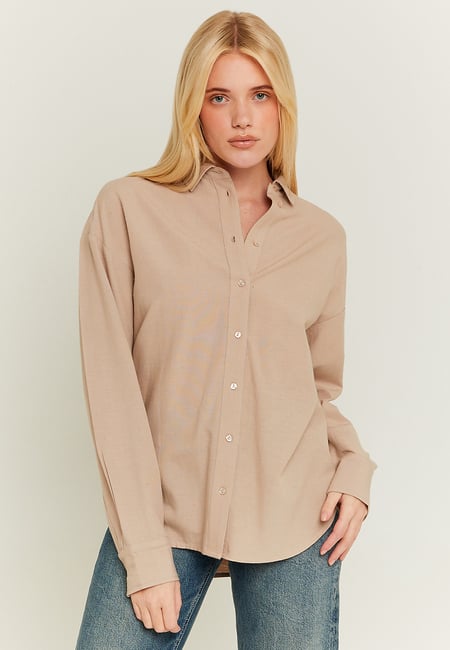 TALLY WEiJL, Beige Oversize Linen Shirt for Women