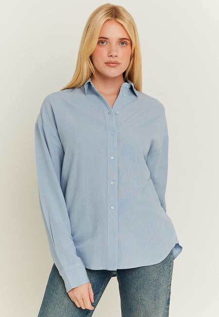 TALLY WEiJL, Light Blue Oversize Linen Shirt for Women