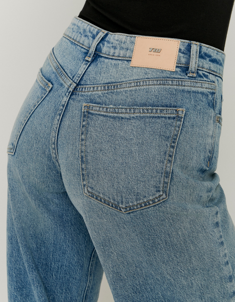 Jeans Blu Wide-Leg a Vita Media