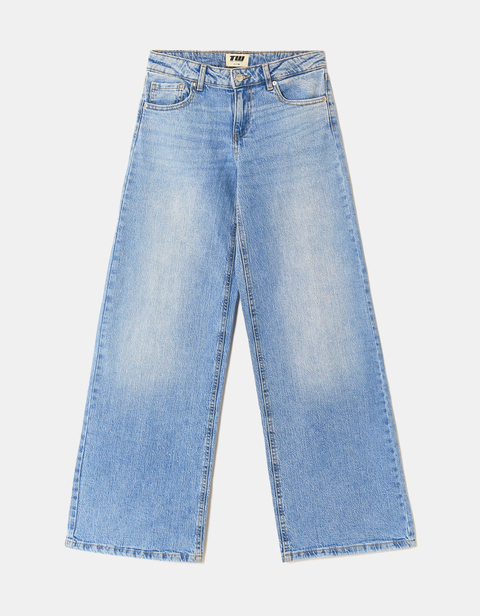 Jeans Blu Wide-Leg a Vita Media