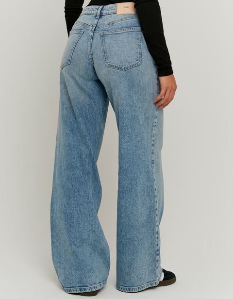 Jeans Blu Wide-Leg a Vita Media