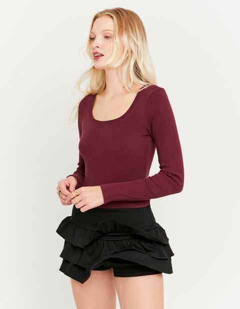 Black Mini Skort With Ruffles