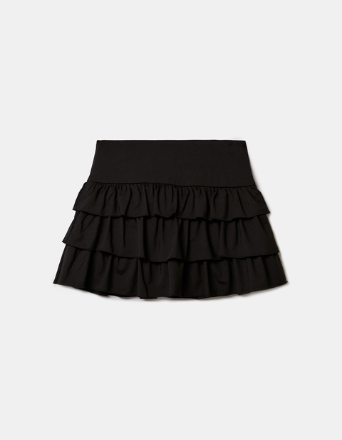 Black Mini Skort With Ruffles