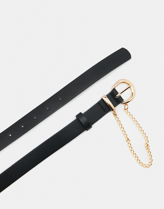 Schwarzer Gürtel mit Kette | TALLY WEiJL