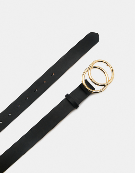 Schwarzer Gürtel mit Zwei Goldenen Ringen | TALLY WEiJL