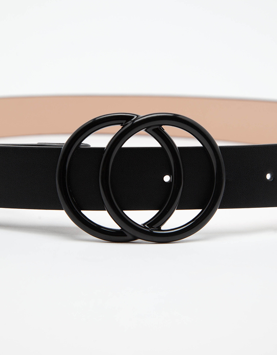 Schwarzer Gürtel mit Doppelring-Schnalle | TALLY WEiJL