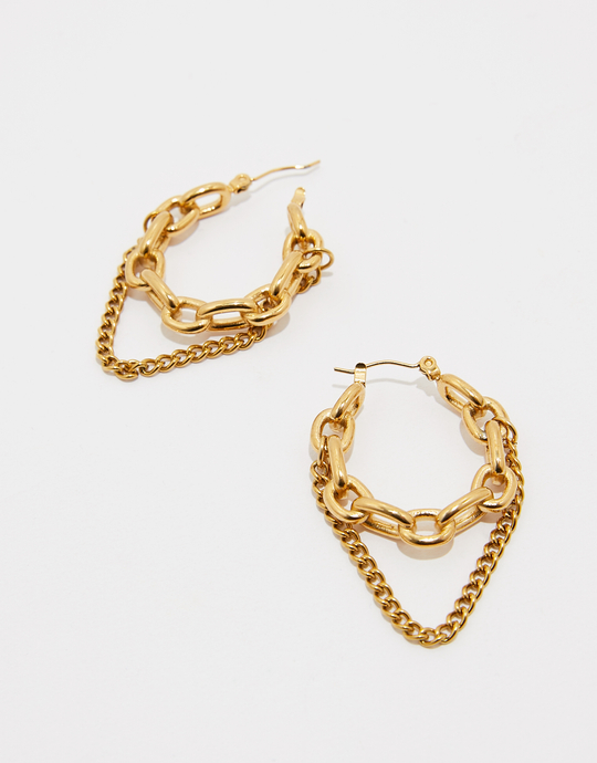 Orecchini a cerchio con catena dorata | TALLY WEiJL