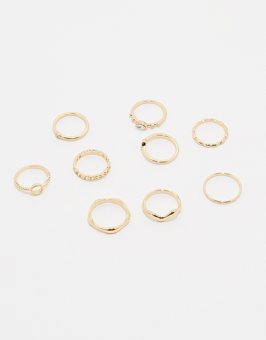 Set of 9 Golden Rings | TALLY WEiJL