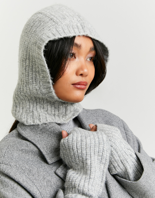 Grey Knitted Fingerless Gloves | TALLY WEiJL