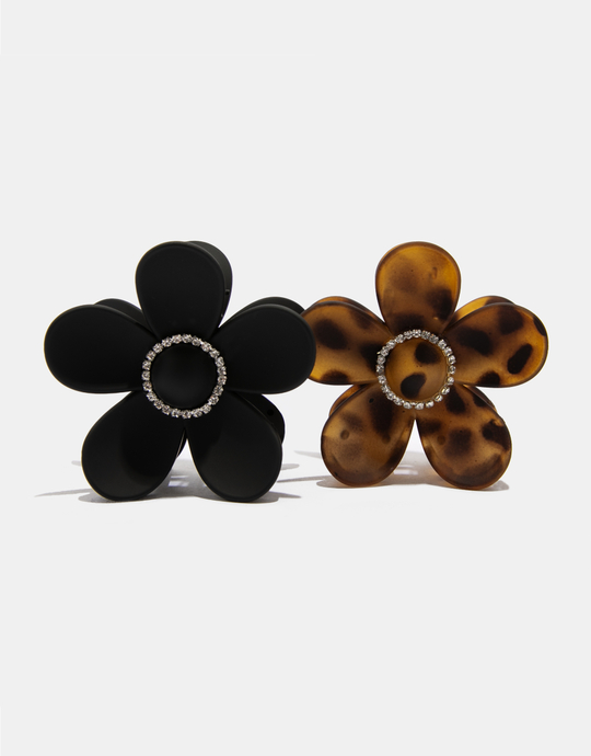 Pack of 2 Hair Flower Clasps in Leo Print | TALLY WEiJL