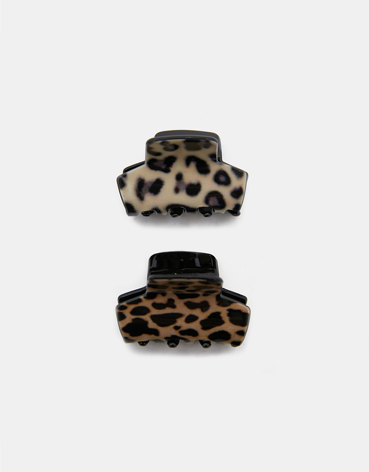 Set di 2 Pinze per Capelli con Stampa Leopardata | TALLY WEiJL