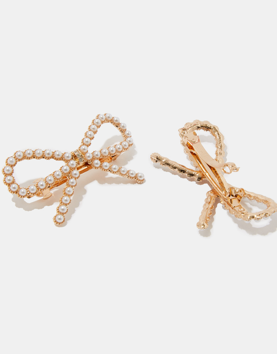 Set of 2 Bow-Shaped Hair Pins with Pearls | TALLY WEiJL