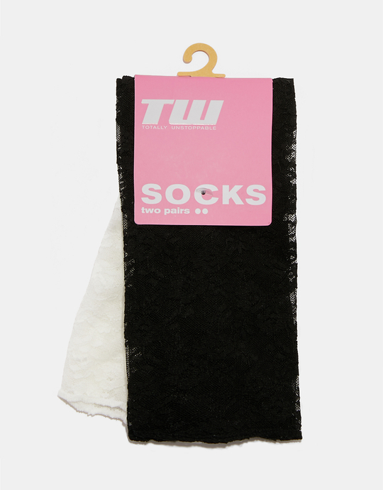 Pack de Chaussettes Duveteuses Noires et Blanches | TALLY WEiJL